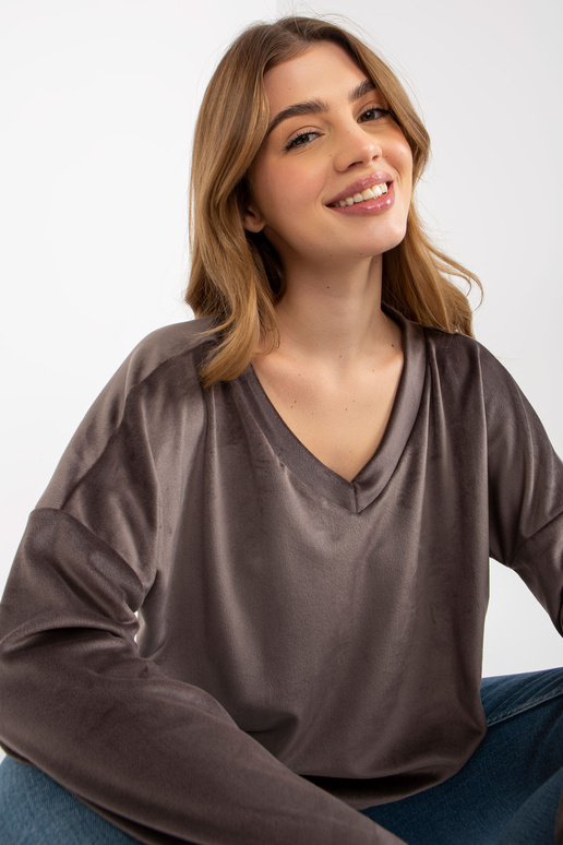 Tumši pelēks velūra džemperis bez...