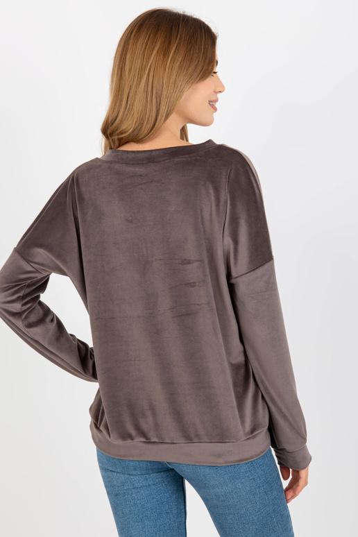 Tumši pelēks velūra džemperis bez...