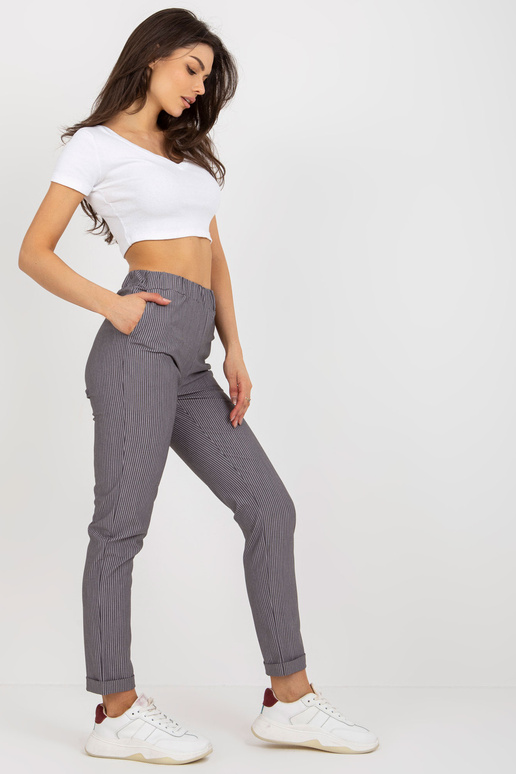 Violeta auduma svītrainās bikses bez...