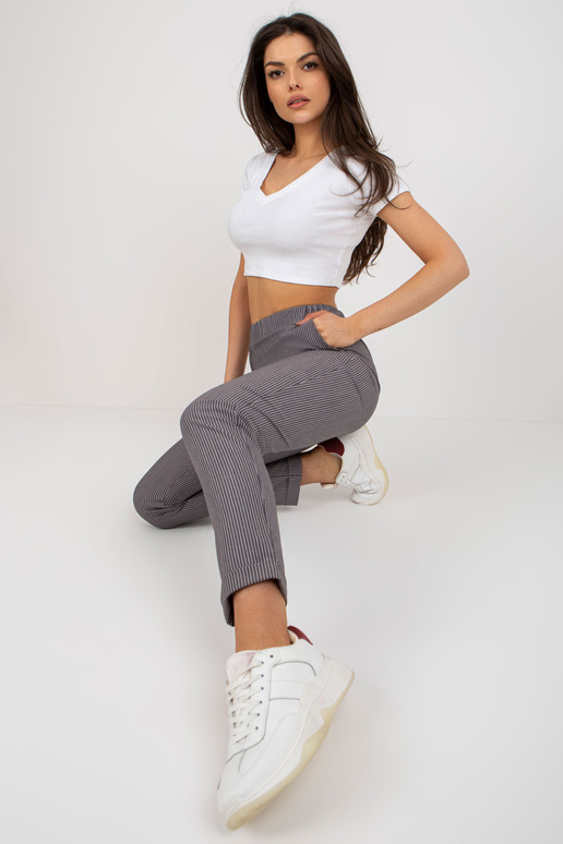 Violeta auduma svītrainās bikses bez...