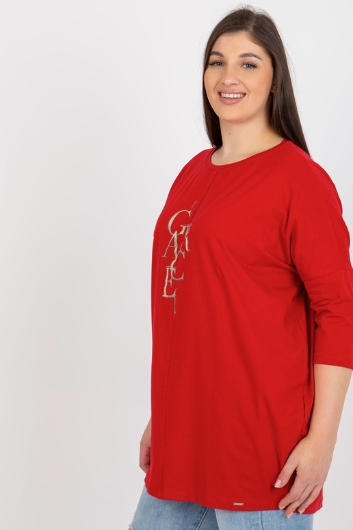 Sarkana plus izmēra blūze ar...