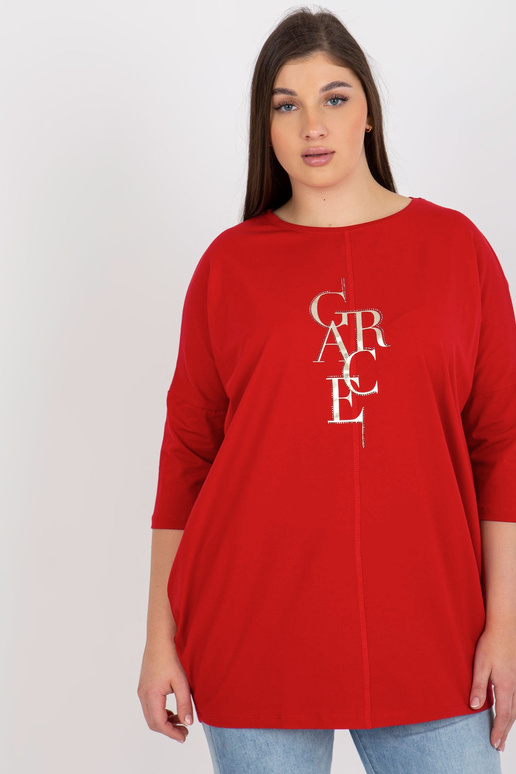 Sarkana plus izmēra blūze ar...