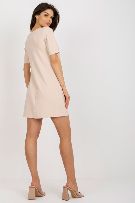 Bēša mini kokteiļkleita ar kabatām