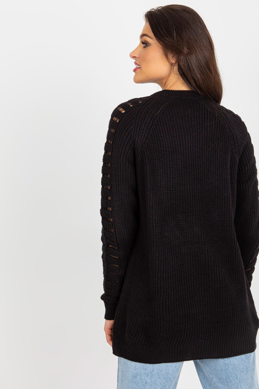 Melns ažūra oversize džemperis ar vilnu