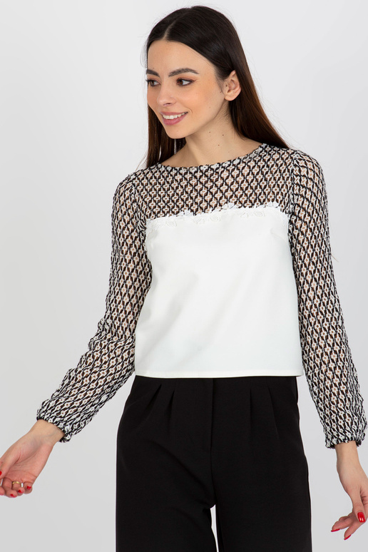 Ecru-Black sieviešu svinīga blūze ar...