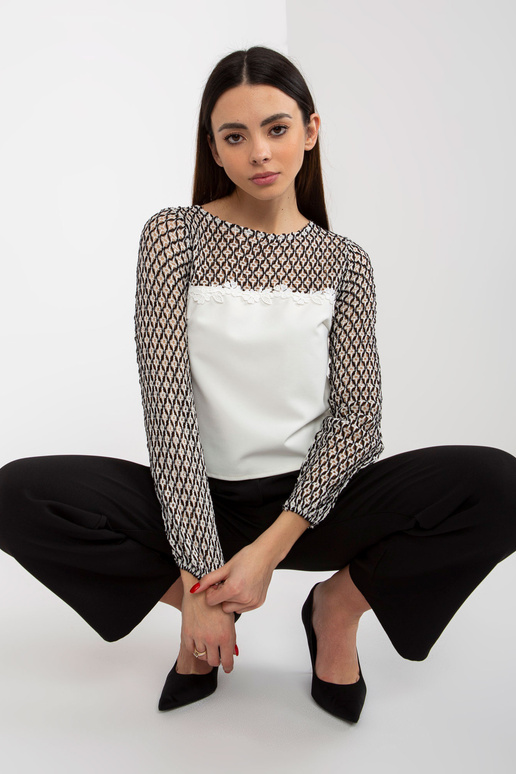 Ecru-Black sieviešu svinīga blūze ar...