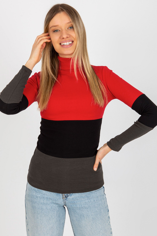 Sarkana haki krāsas rievota blūze ar... Sarkana haki krāsas rievota blūze ar...