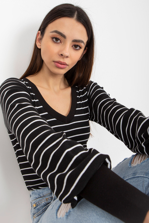 Melnbalta svītraina blūze BASIC FEEL...