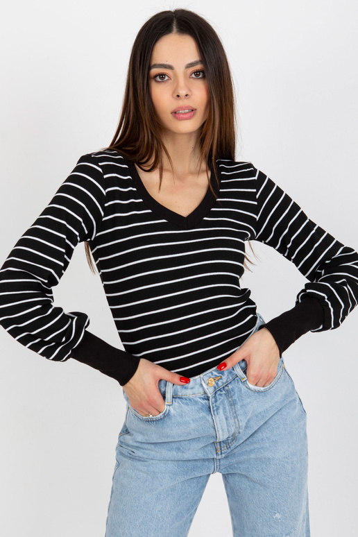 Melnbalta svītraina blūze BASIC FEEL...