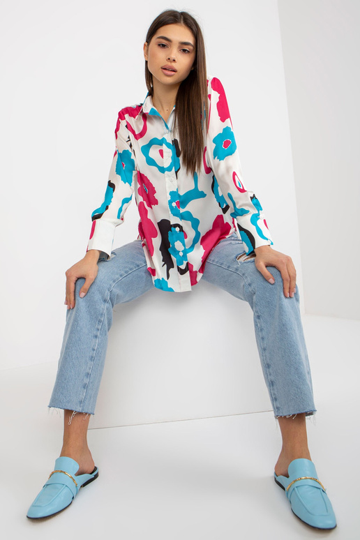 Zils un fuksijas krāsas krekls ar...