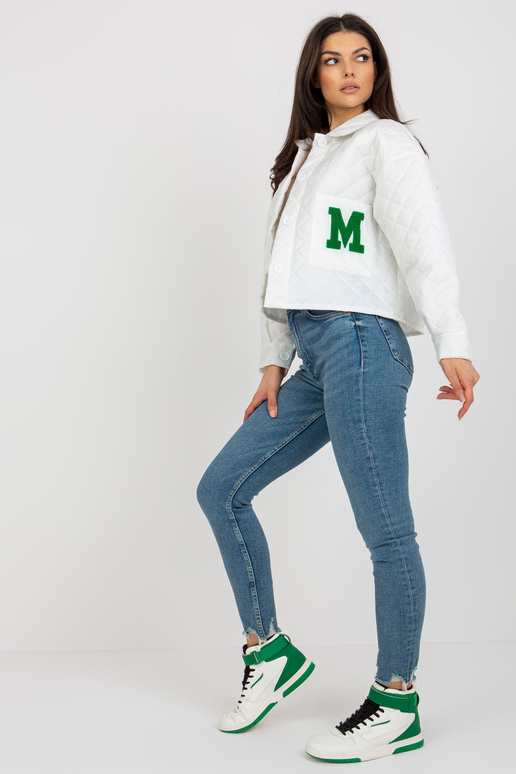 Ecru stepēta pārejas jaka ar pogas...