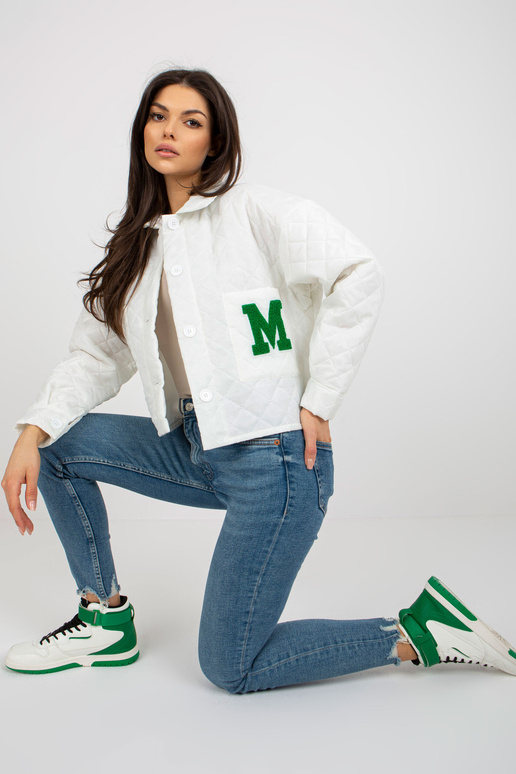 Ecru stepēta pārejas jaka ar pogas...