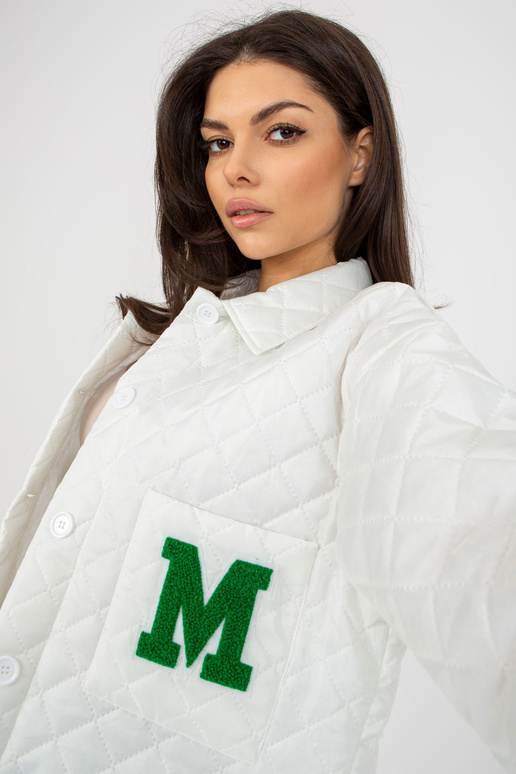 Ecru stepēta pārejas jaka ar pogas...