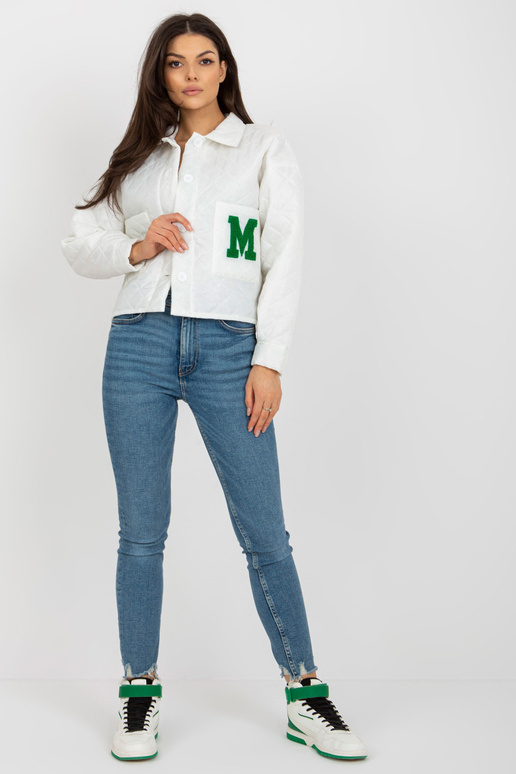 Ecru stepēta pārejas jaka ar pogas...