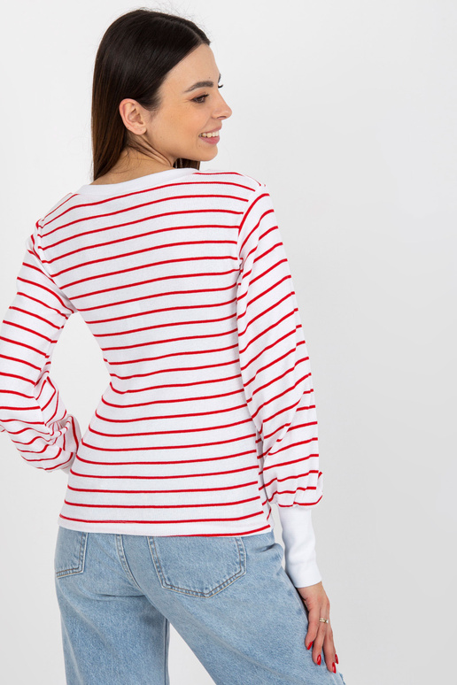 Balta un sarkana rievota pamata blūze...