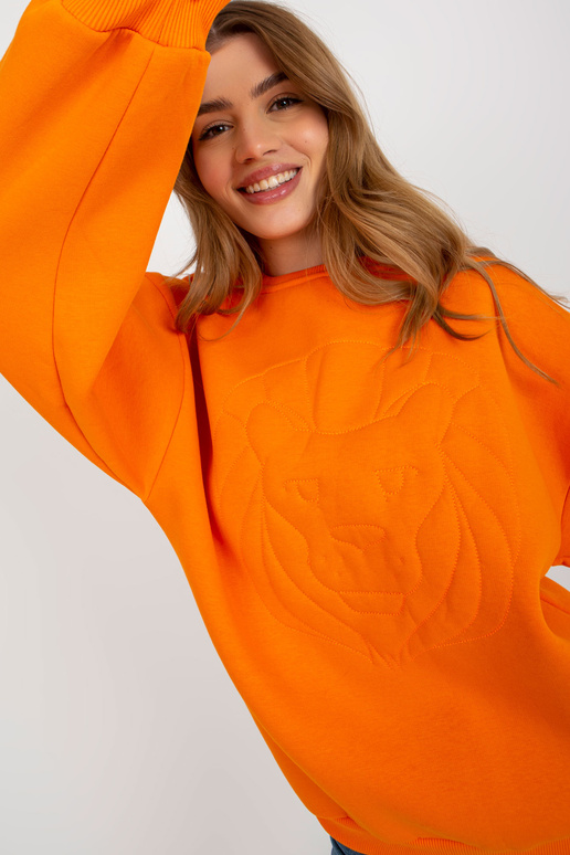 Oranžs džemperis bez kapuces ar izšuvumu