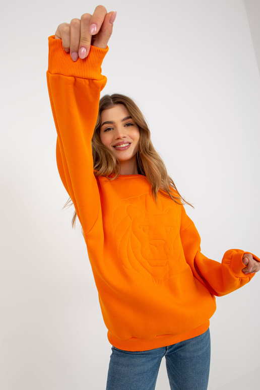 Oranžs džemperis bez kapuces ar izšuvumu