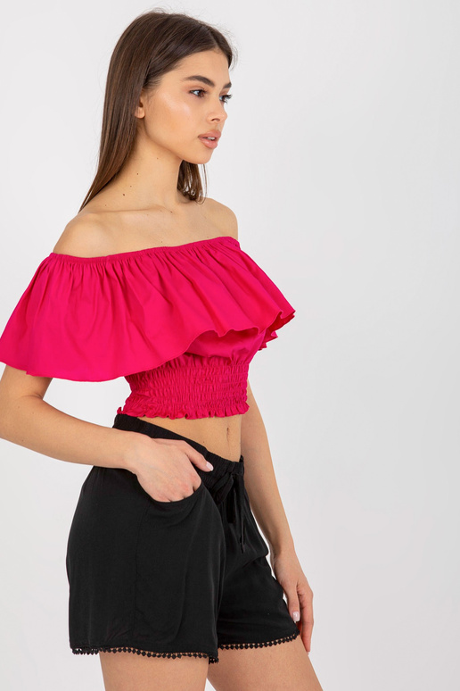 Īsa fuksijas krāsas spāņu blūze ar...