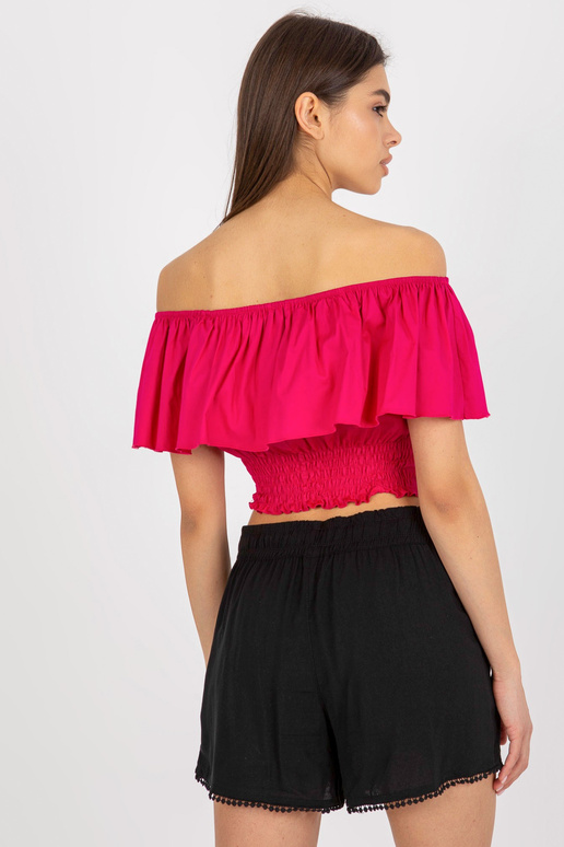 Īsa fuksijas krāsas spāņu blūze ar...