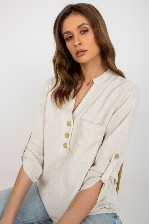 Gaiši bēša sieviešu kreklblūze ar...