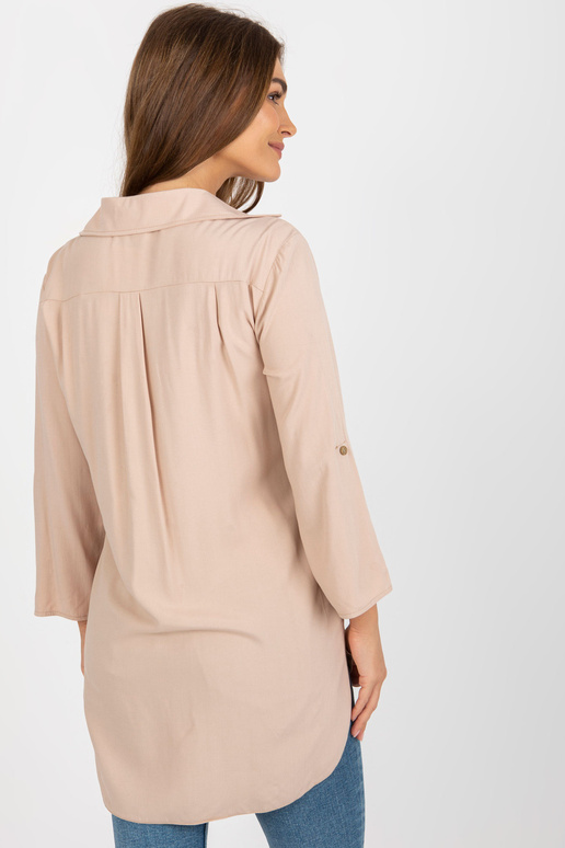 Bēšs 3/4 piedurkņu klasisks krekls ar...