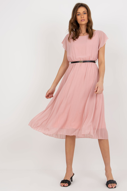 Gaiši rozā pleca kleita ar apaļu...