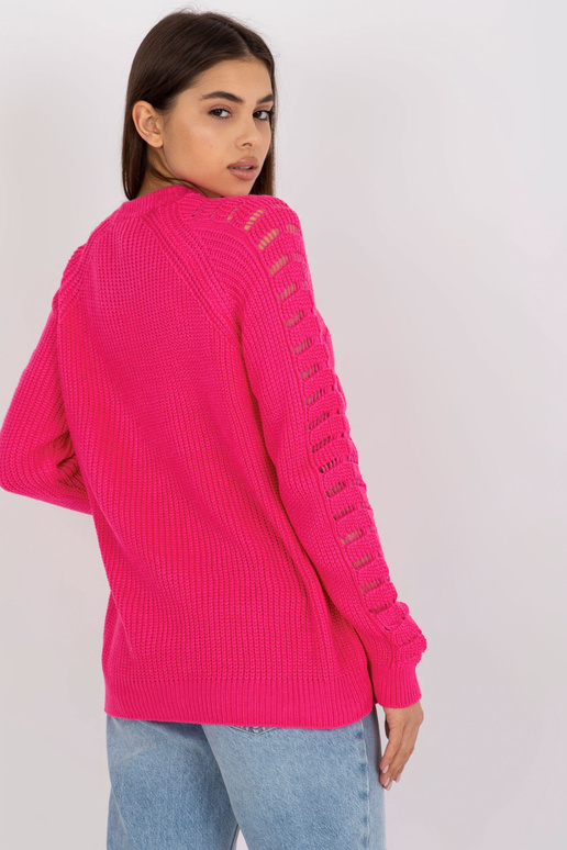 Fluo rozā garš oversize džemperis ar...
