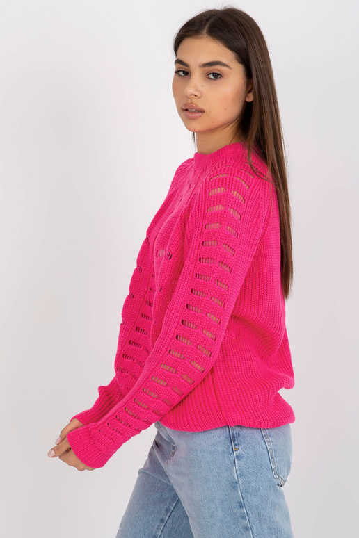 Fluo rozā garš oversize džemperis ar...