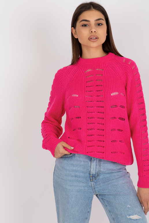 Fluo rozā garš oversize džemperis ar...