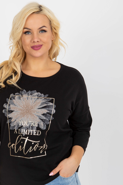 Sieviešu melna plus izmēra blūze ar...