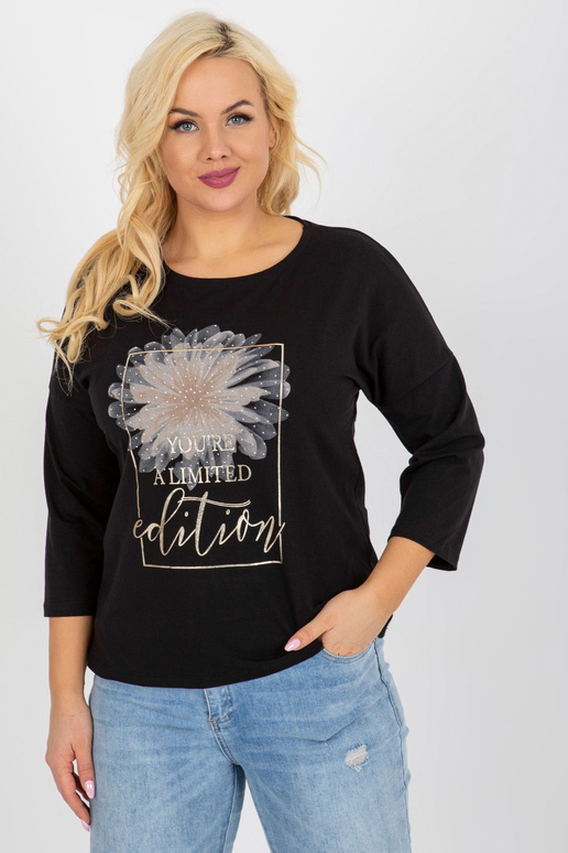 Sieviešu melna plus izmēra blūze ar...