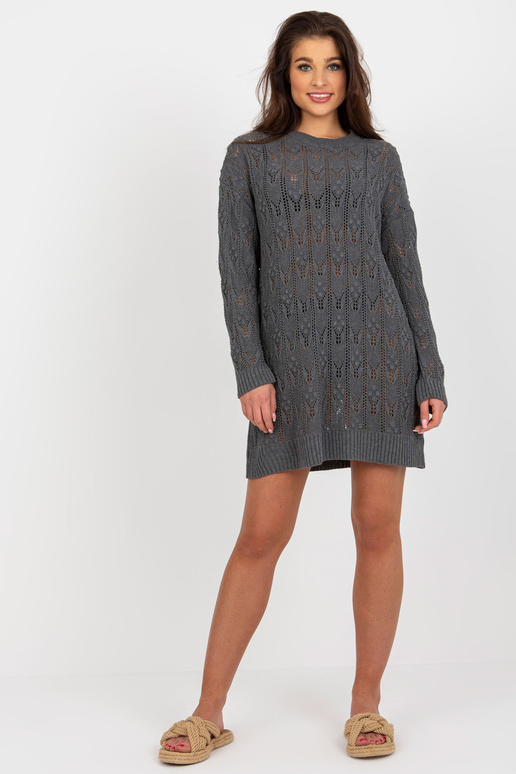 Tumši pelēka brīva trikotāžas kleita...