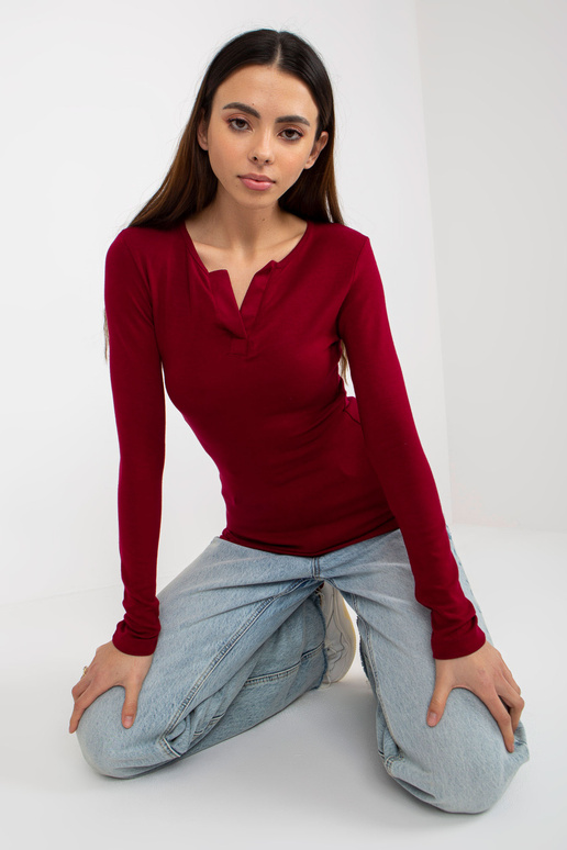 Bordo pieguloša blūze ikdienas viskozei