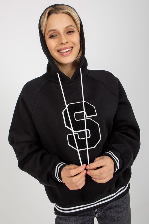 Melns kokvilnas sieviešu kapucis