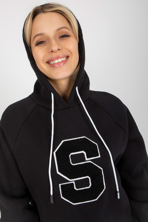 Melns kokvilnas sieviešu kapucis