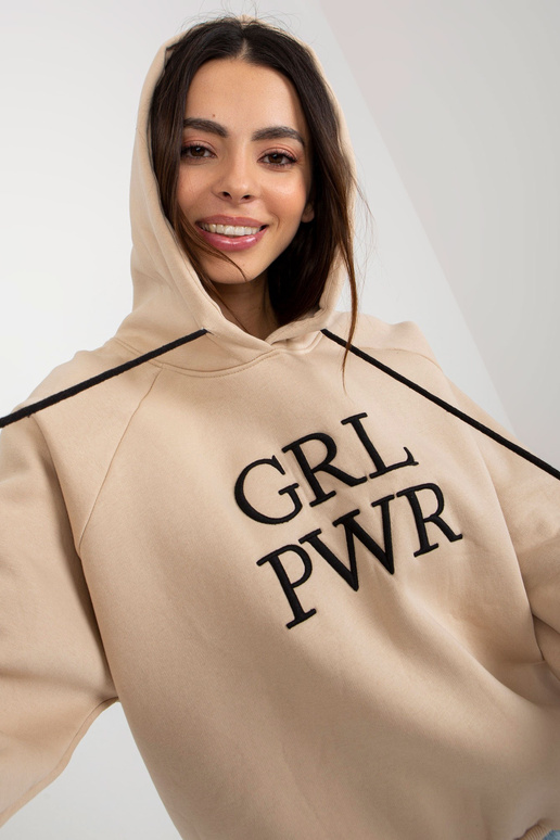 Bēša polsterēta džemperis ar uzrakstu...