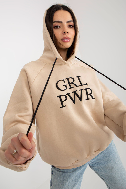 Bēša polsterēta džemperis ar uzrakstu...