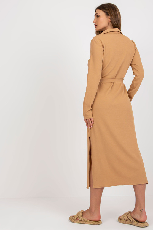 Camel Midi Stripe kleita ar jostu