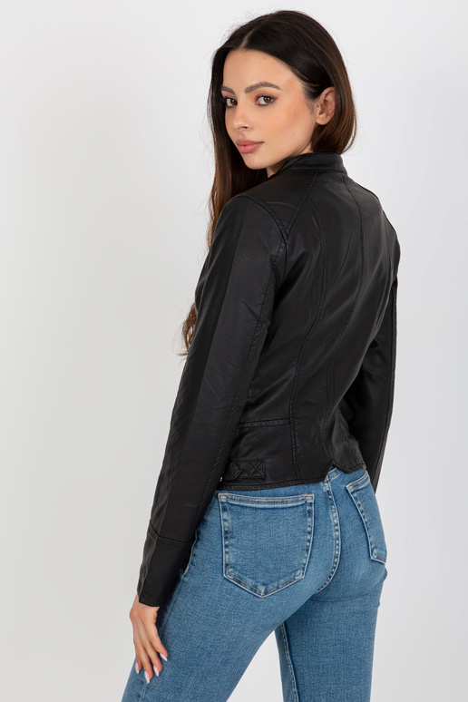 Melna sieviešu eko-ādas jaka ar...