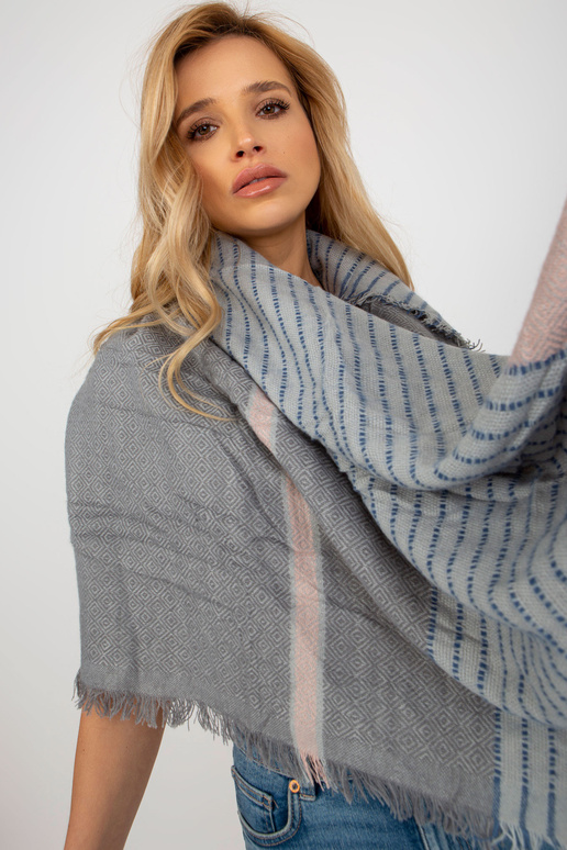 Pelēki gaiši rozā šalle ar vilnas...