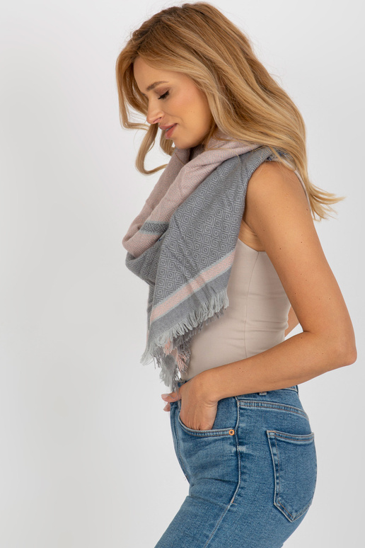 Pelēki gaiši rozā šalle ar vilnas...