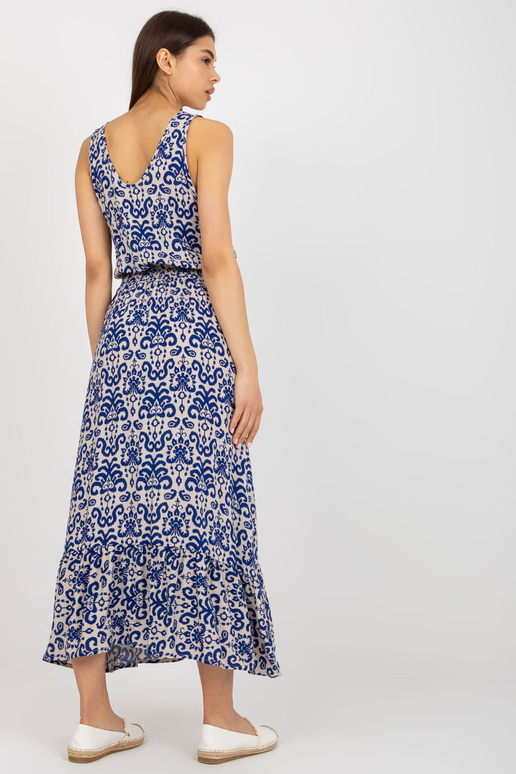 Tumši zila vasaras kleita ar rakstiem...