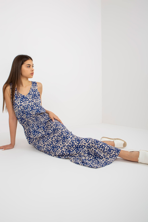 Tumši zila vasaras kleita ar rakstiem...