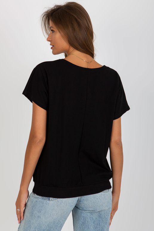 Melna sieviešu pamata kokvilnas blūze