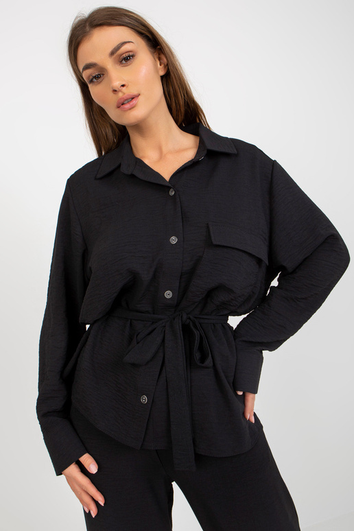 Melns Oversize Oversize krekls ar jostu