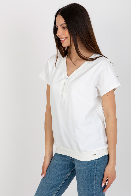 Ecru Cotton Basic blūze ar īsām...