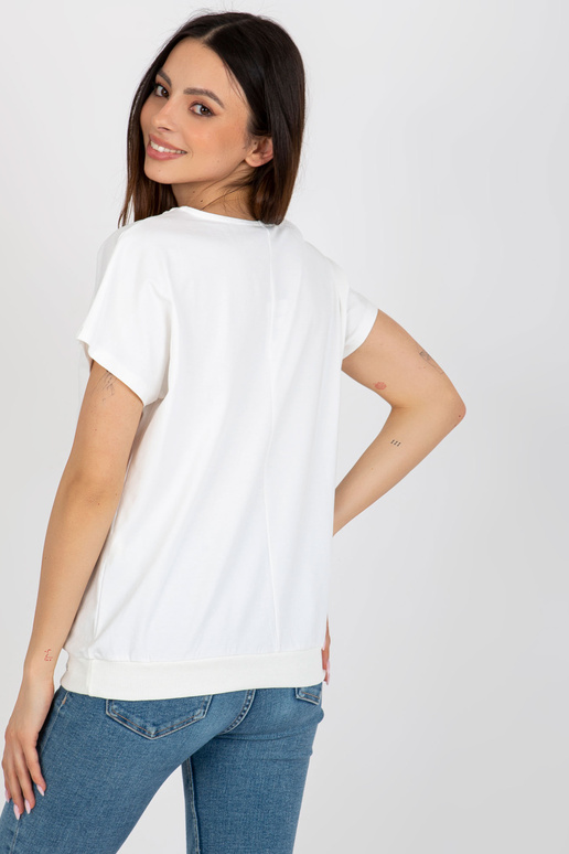 Ecru Cotton Basic blūze ar īsām...