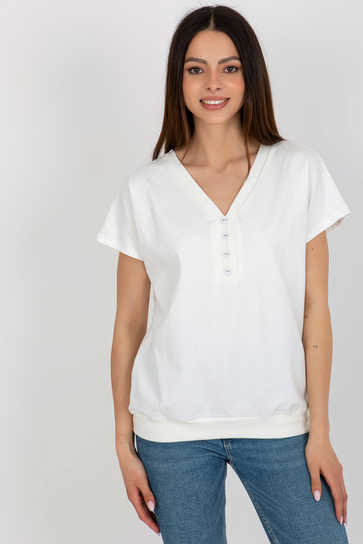 Ecru Cotton Basic blūze ar īsām...