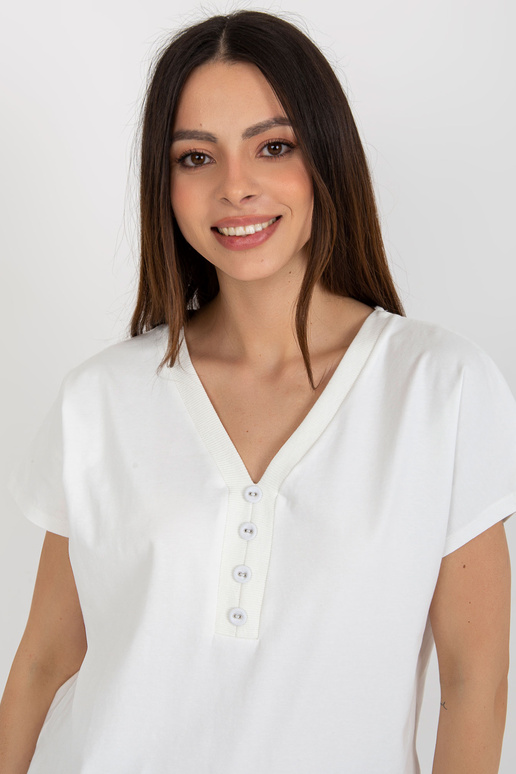 Ecru Cotton Basic blūze ar īsām...