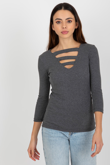 Tumši pelēka rievota blūze...